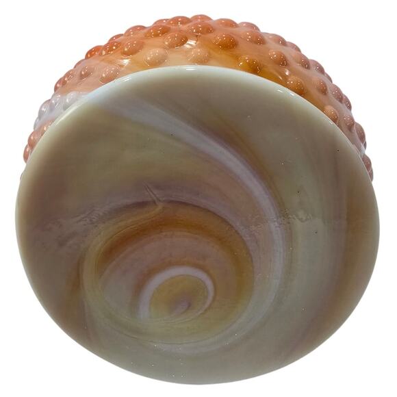 Vintage Footed Peach-Swirl Hobnail Glass Pitcher - Large Decorative Collectible - Picture 8 of 13